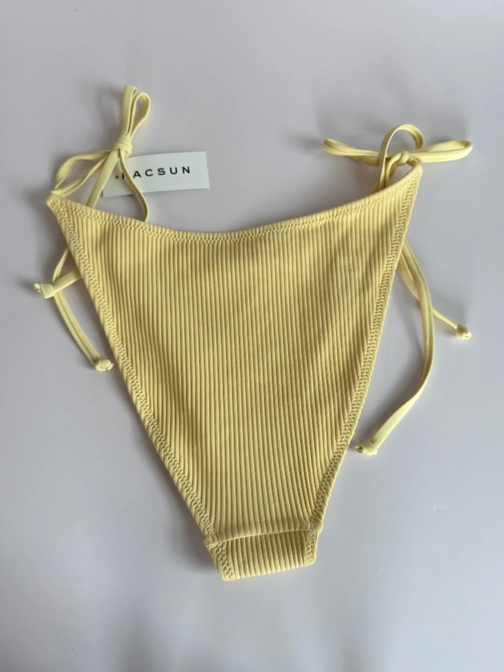 PacSun Yellow Ribbed Side-Tie Bikini Bottom Large NWT